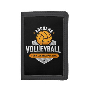 Volleyball ADD TEXT School Varsity Team Player Trifold Wallet
