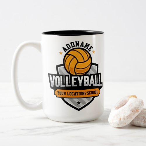 Volleyball ADD TEXT School Varsity Team Player Two_Tone Coffee Mug