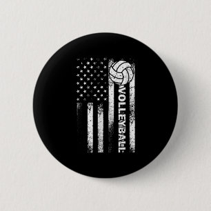 Volleyball American Flag Fun USA Patriotic Athlet Button