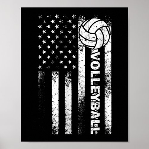 Volleyball American Flag  Fun USA Patriotic Athlet Poster
