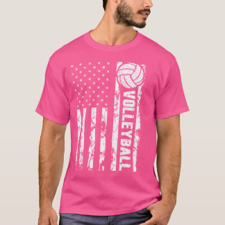 Volleyball American Flag Us Flag Volleyball Player T-Shirt