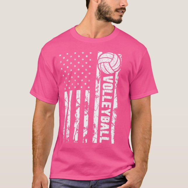 Volleyball American Flag Us Flag Volleyball Player T-Shirt (Front)