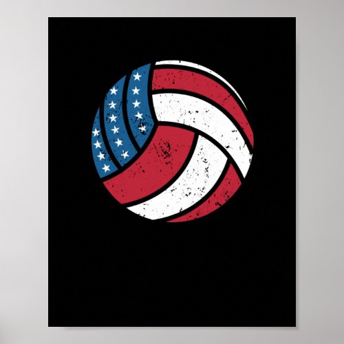 Volleyball American flag Vintage Vball Poster