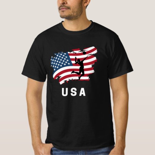 Volleyball American USA Flag T_Shirt