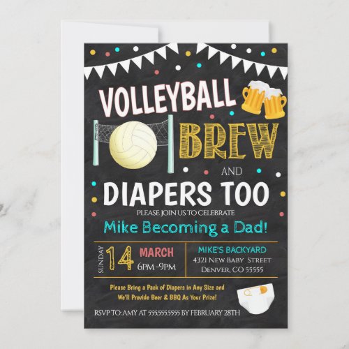 Volleyball and Beer Baby Shower Invitation