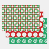 Volleyball and Santa Clause Red & Green Christmas Wrapping Paper, Zazzle