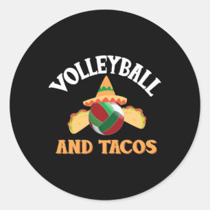 Volleyball And Tacos Funny Taco Classic Round Sticker