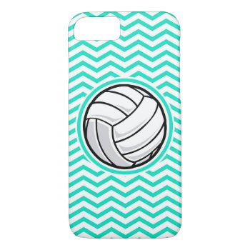 Volleyball; Aqua Green Chevron Iphone 8/7 Case by SportsWare at Zazzle