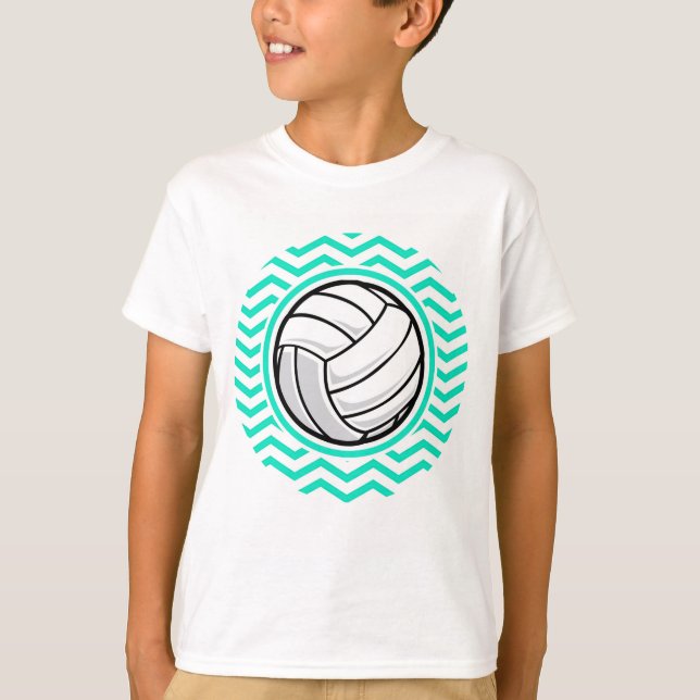 Volleyball; Aqua Green Chevron T-Shirt (Front)
