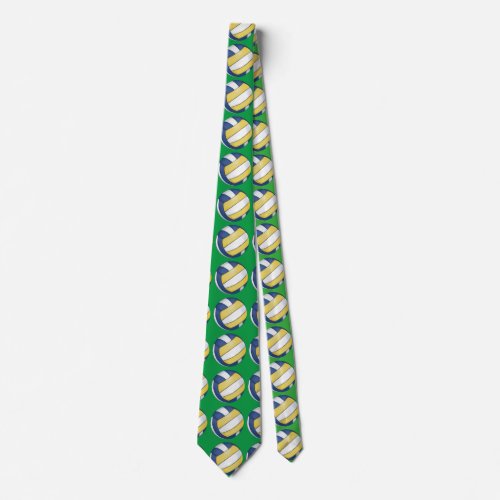 Volleyball Art Pattern Green Tie