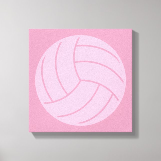 Volleyball Art Pink or CUSTOM COLOR Canvas Print (Front)