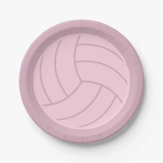 Volleyball Art Pink or CUSTOM COLOR Paper Plates (Front)