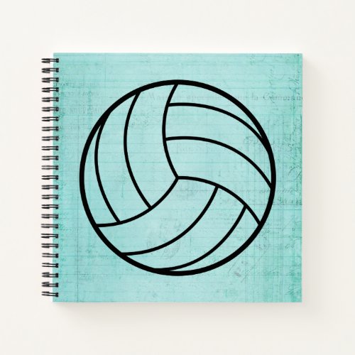 Volleyball Art Vintage Teal Notebook Paper Style