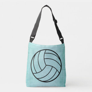 Volleyball Art Vintage Teal Notebook Paper Style Crossbody Bag