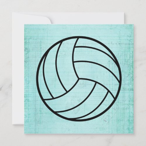 Volleyball Art Vintage Teal Notebook Paper Style Invitation