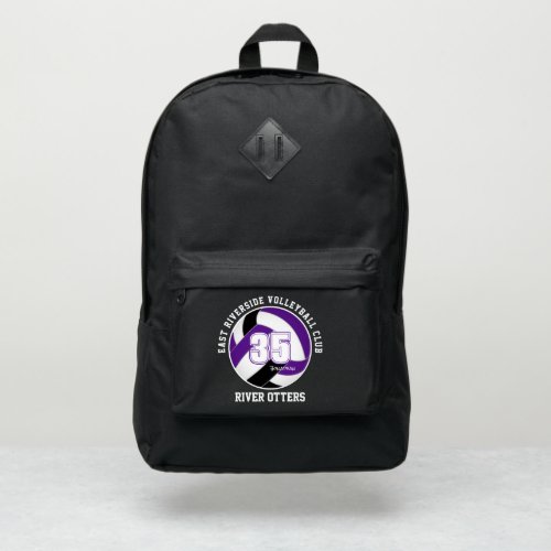 volleyball athlete name purple black team colors port authority backpack