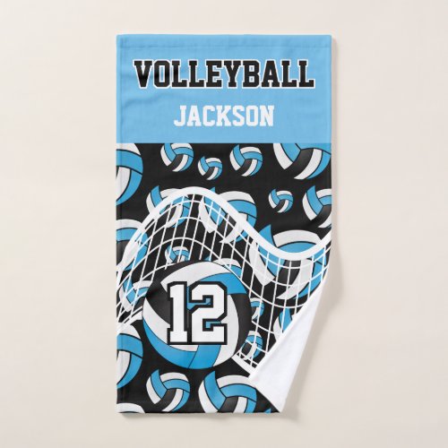Volleyball _ Baby Blue Black and White Hand Towel