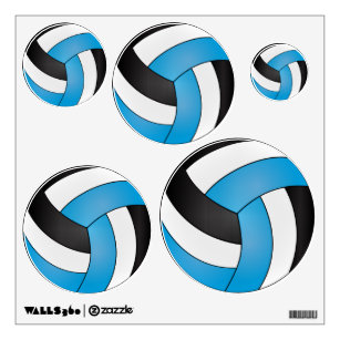 🏐 Volleyball - Baby Blue, Black and White Wall Decal