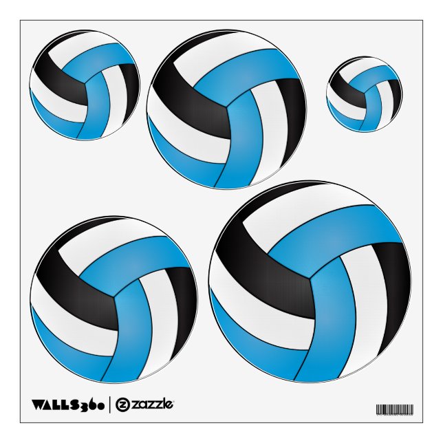 🏐 Volleyball - Baby Blue, Black and White Wall Decal (Front)
