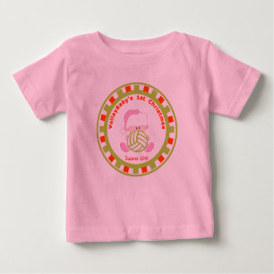 Volleyball Baby Girl 1st Christmas with Name Baby T-Shirt