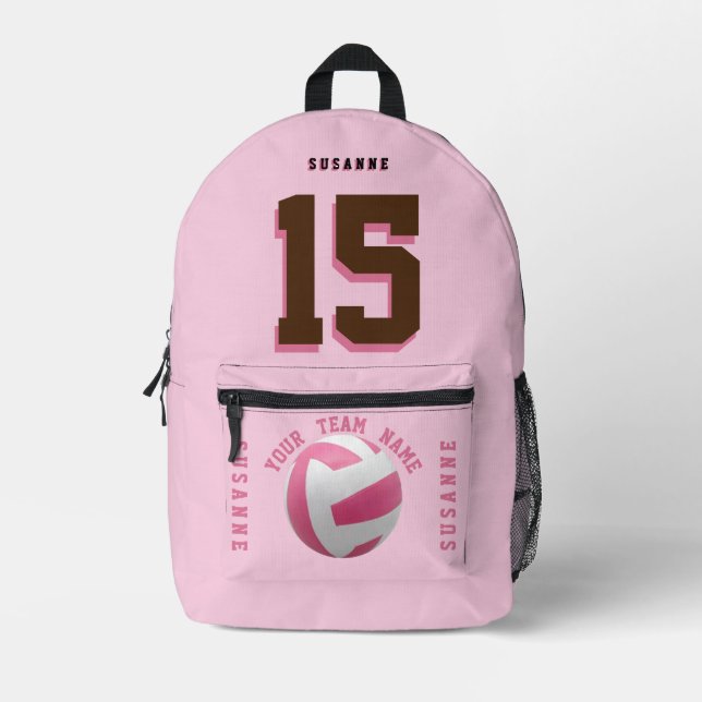 Volleyball backpacks Girls white Rose Pink sporty  (Front)