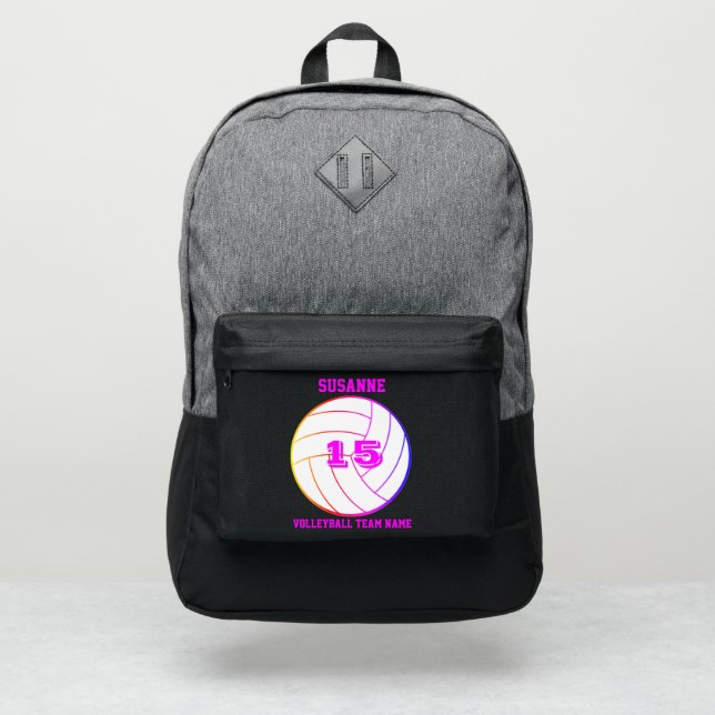 volleyball backpacks girly Rose Pink  fuchsia (Front)