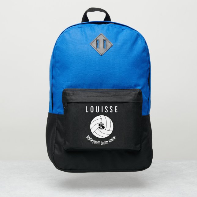 volleyball backpacks team sports black blue (Front)