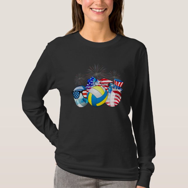 Volleyball  Ball American Flag 4th Of July Patriot T-Shirt (Front)