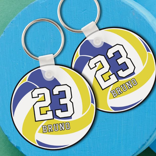 Volleyball Ball Custom Name & Jersey Number Keychain (Creator Uploaded)