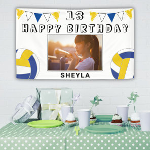 Volleyball Ball Flags Kids Photo Birthday Party Banner