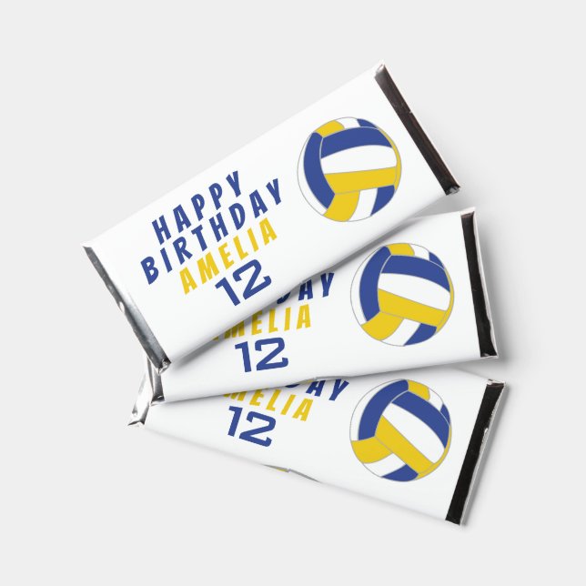 Volleyball Ball Happy Birthday Kids Name Age Hershey Bar Favors (Front)