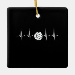 Volleyball Ball Heartbeat Ceramic Ornament