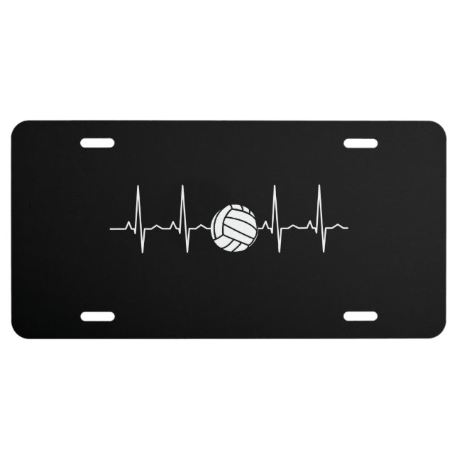 Volleyball Ball Heartbeat License Plate (Front)