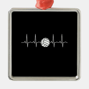Volleyball Ball Heartbeat Metal Ornament
