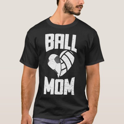 Volleyball Ball Mom Heart Funny Soccer Volleyball T_Shirt