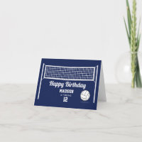 Volleyball Ball & Net Navy Blue Birthday Name Age
