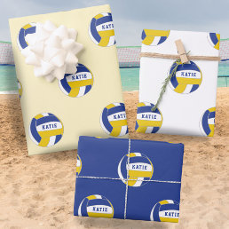 Volleyball Ball Pattern Kids Name Birthday Wrappin Wrapping Paper Sheets