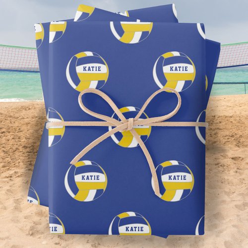 Volleyball Ball Pattern Kids Name Birthday Wrappin Wrapping Paper Sheets