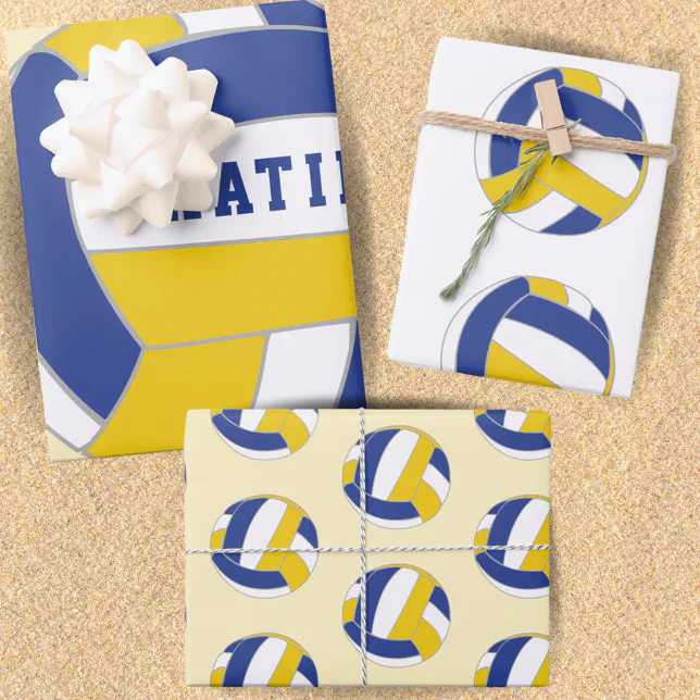 Volleyball Ball Pattern Kids Name Birthday Wrapping Paper Sheets Zazzle