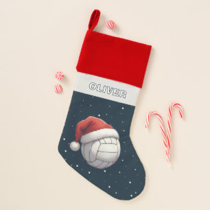 Volleyball Ball Red Santa Hat Name Christmas Stocking