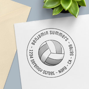 Volleyball Ball Round Address Self-inking Stamp