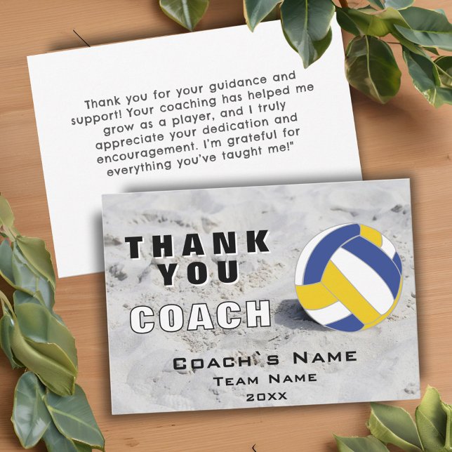 Volleyball Ball Sand Thank you Coach Card (Creator Uploaded)