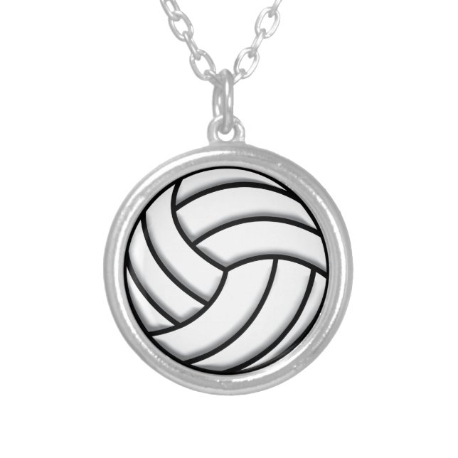 Volleyball Ball Silver Plated Necklace (Front)