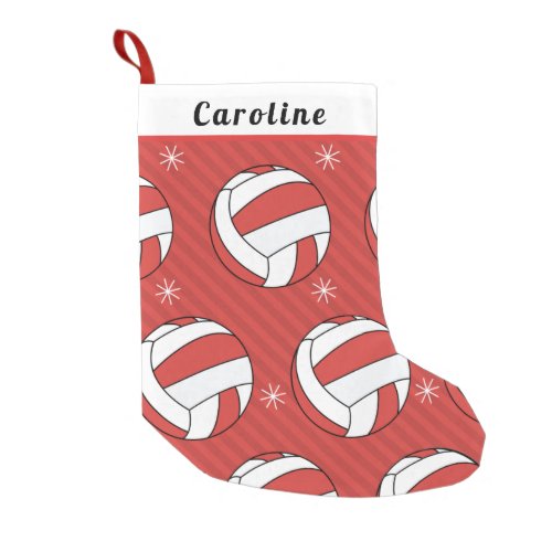 Volleyball Ball Snowflake Kids Name Xmas Red Sport Small Christmas Stocking