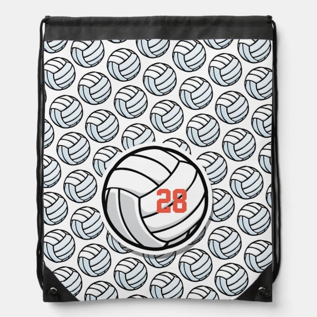 Volleyball Ball Sports Team NUMBER Player Fun Drawstring Bag (Front)