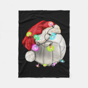 Volleyball Ball With Santa Hat Christmas Kid Boys Fleece Blanket