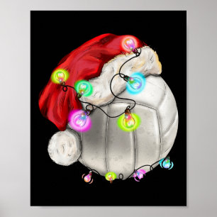 Volleyball Ball With Santa Hat Christmas Kid Boys  Poster