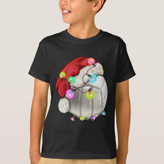 Volleyball Ball With Santa Hat Christmas Kid Boys  T-Shirt (Front)