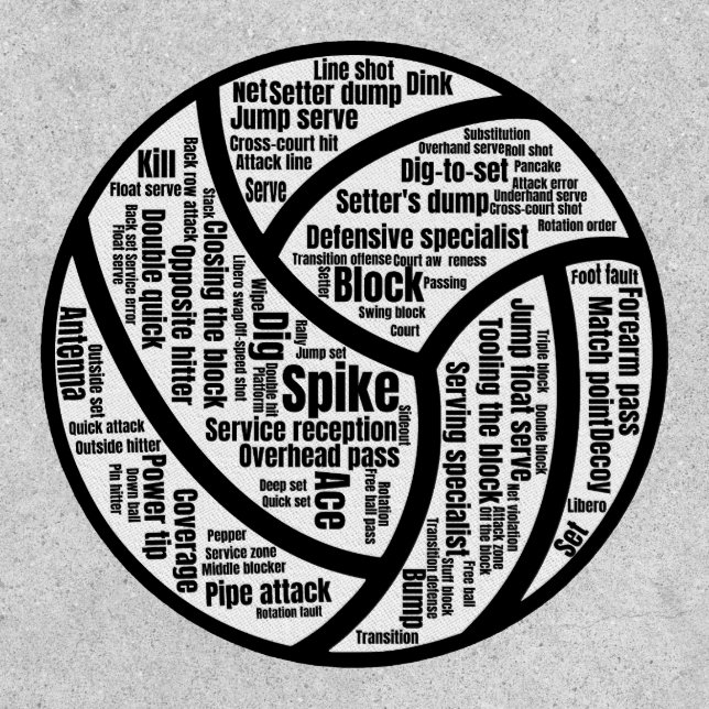 volleyball ball word cloud typography patch (Front)