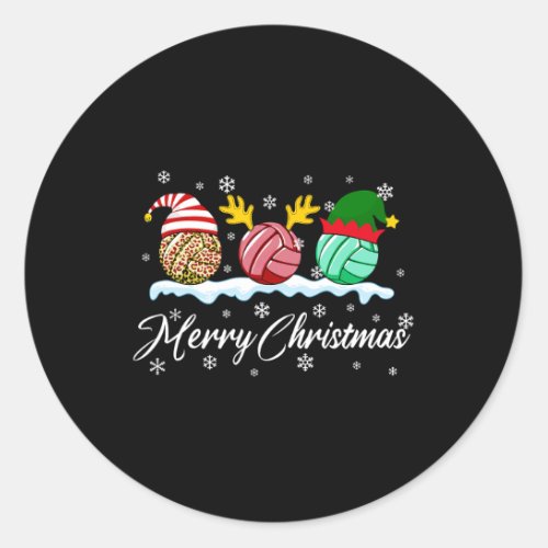 Volleyball Balls Christmas Buffalo Plaid Santa Hat Classic Round Sticker